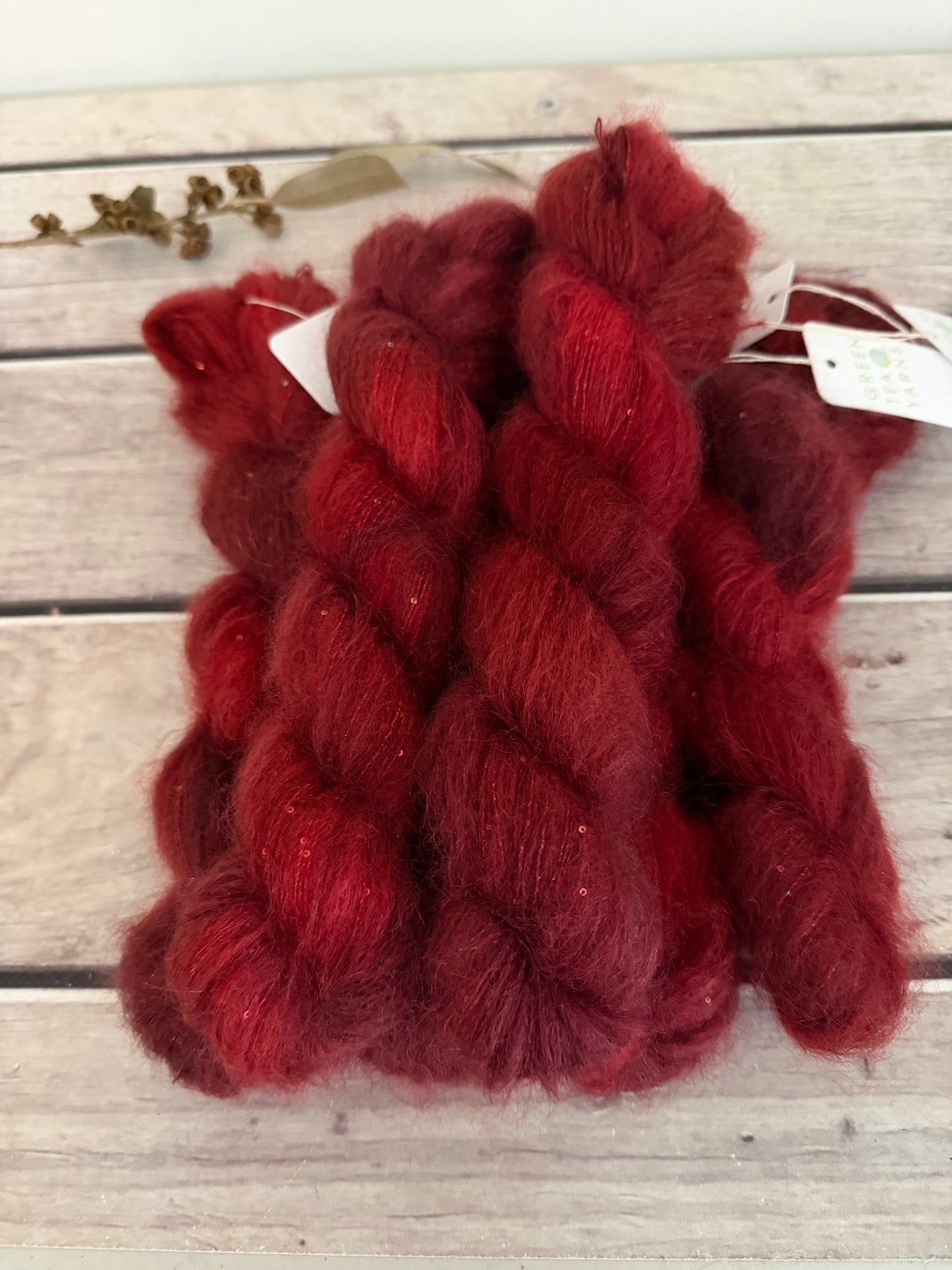 New Red - mohair/silk/sequins - Gyrokuro 3ply