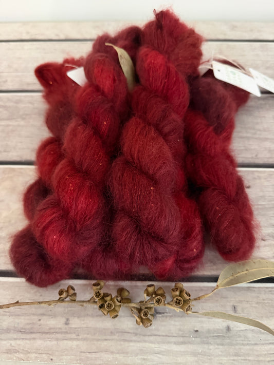 New Red - mohair/silk/sequins - Gyrokuro 3ply