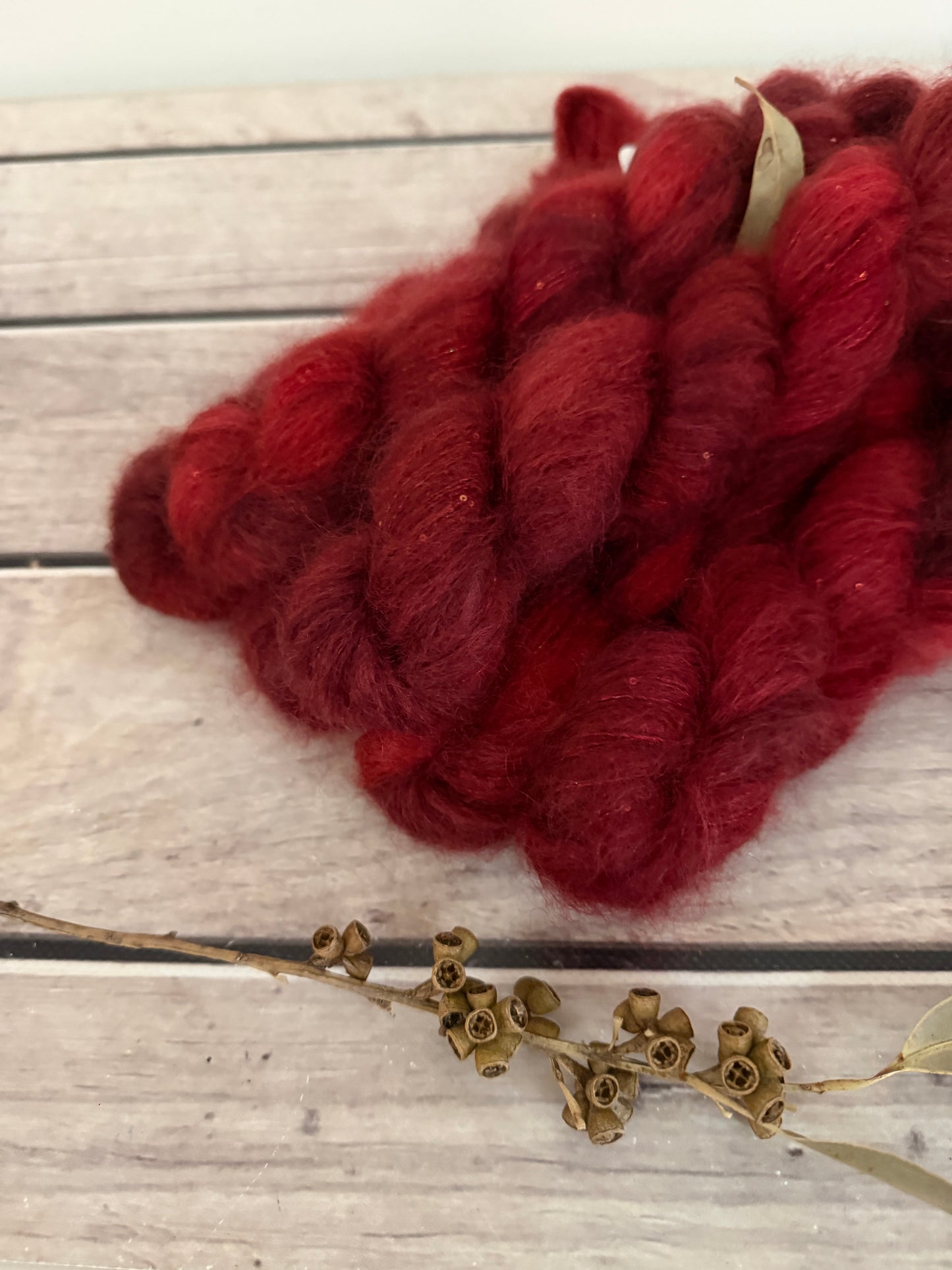 New Red - mohair/silk/sequins - Gyrokuro 3ply