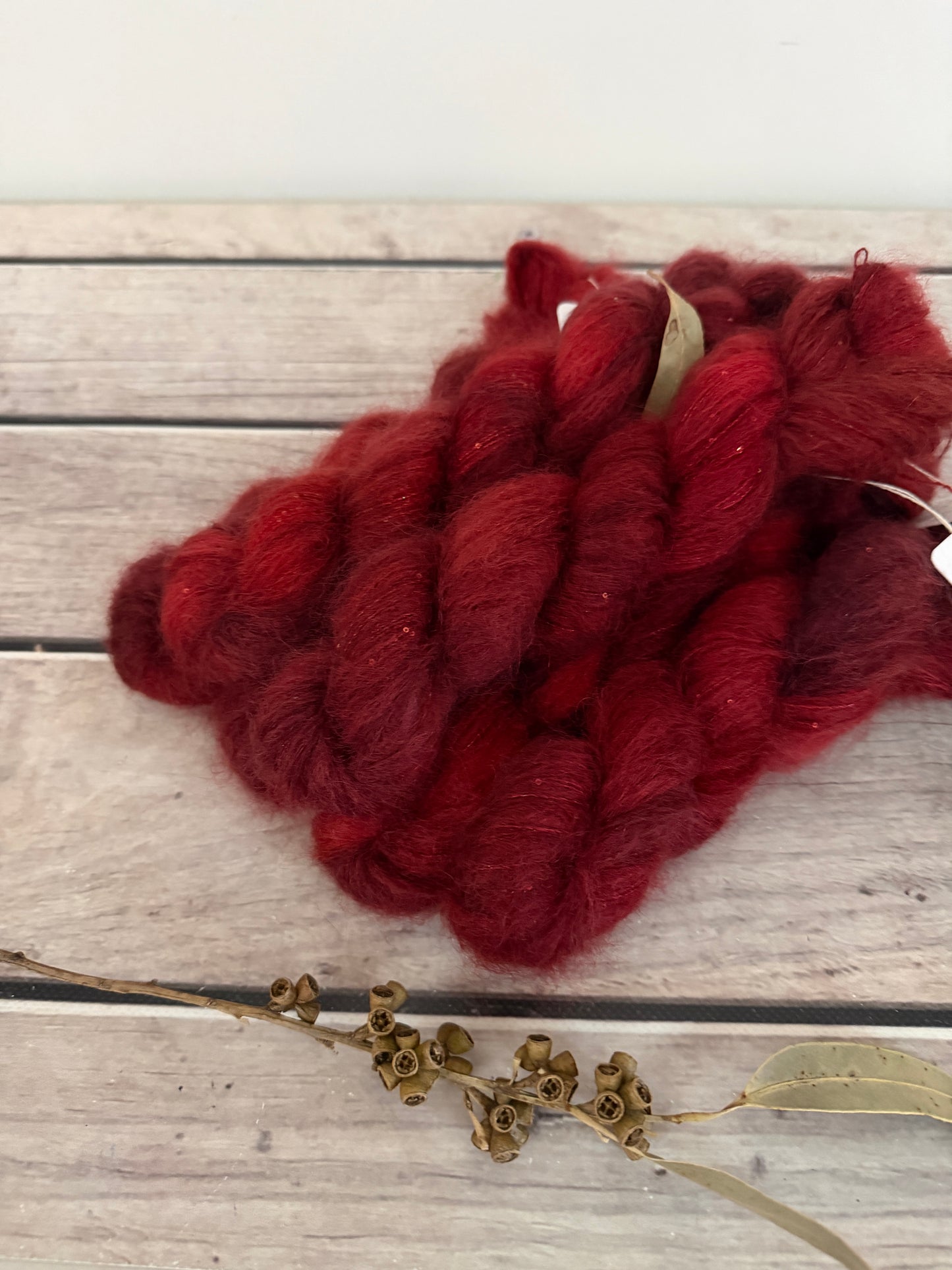 New Red - mohair/silk/sequins - Gyrokuro 3ply