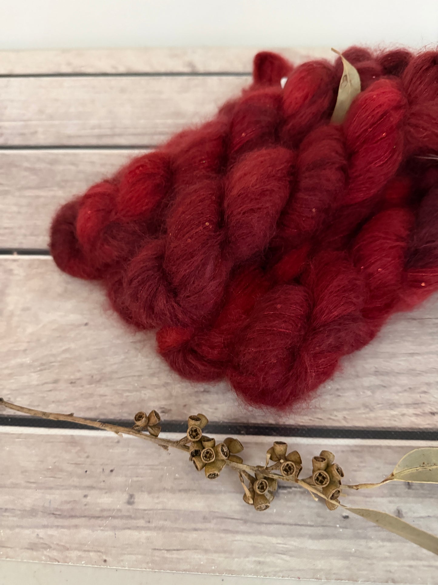 New Red - mohair/silk/sequins - Gyrokuro 3ply
