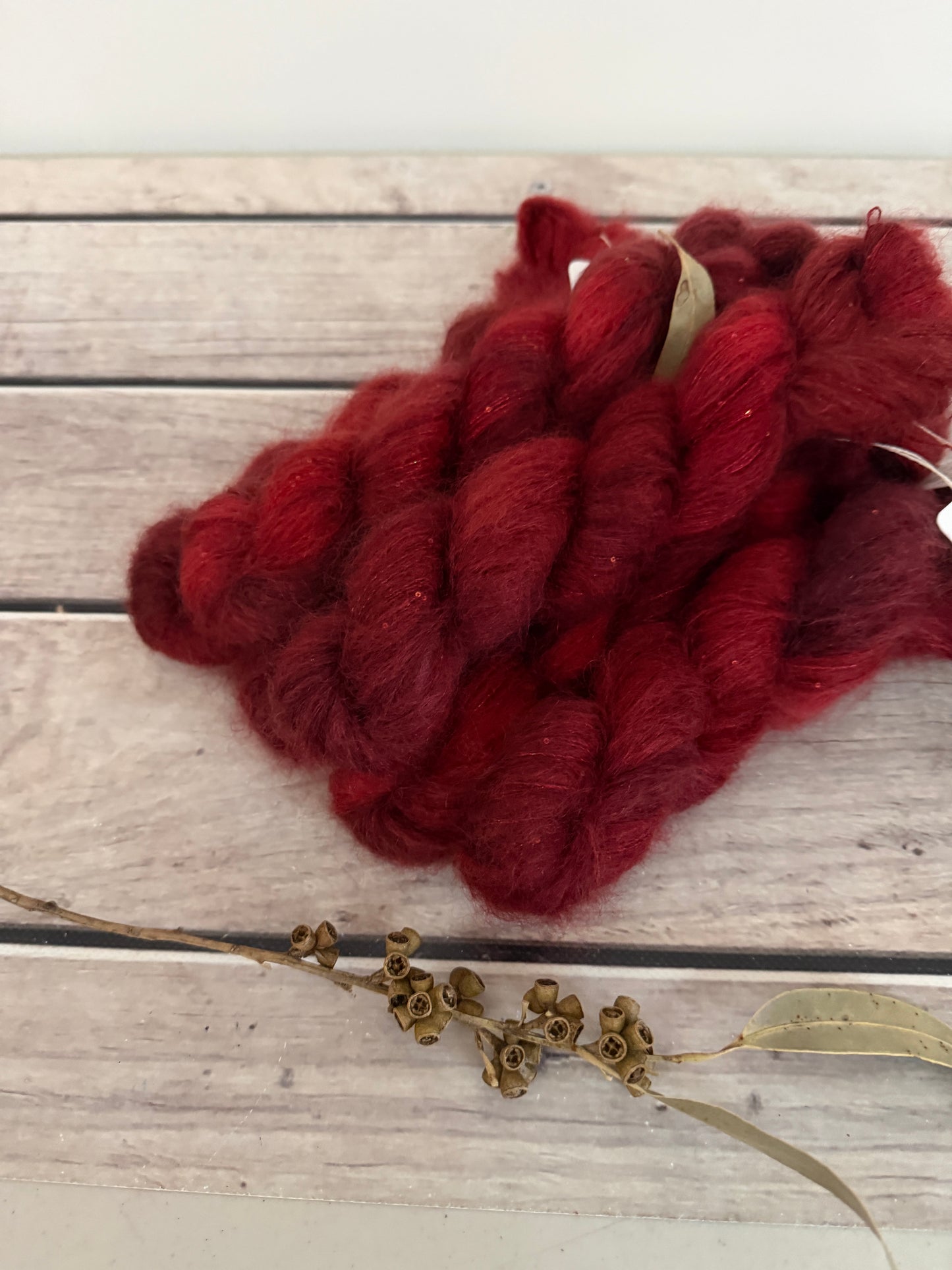 New Red - mohair/silk/sequins - Gyrokuro 3ply