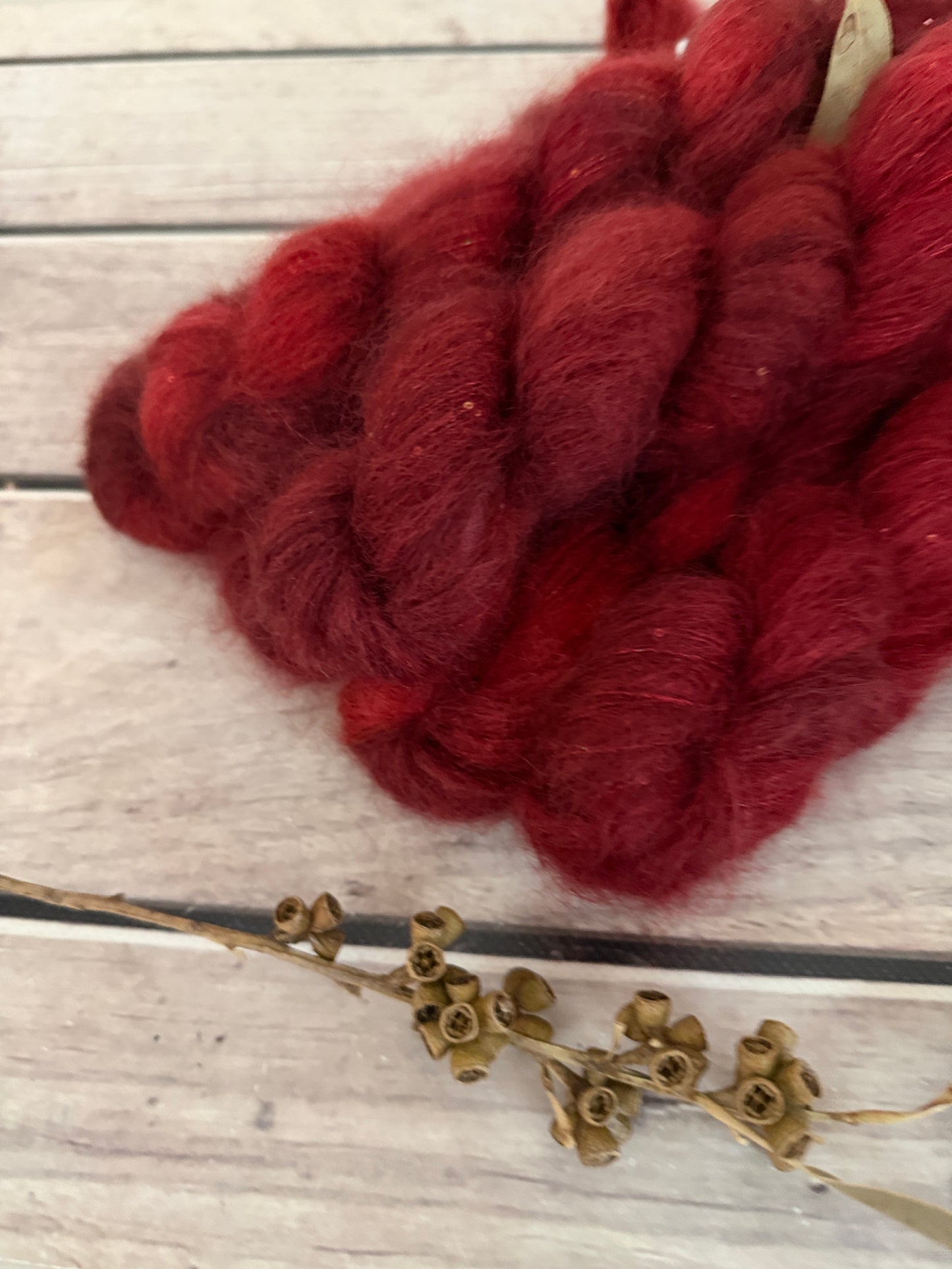 New Red - mohair/silk/sequins - Gyrokuro 3ply
