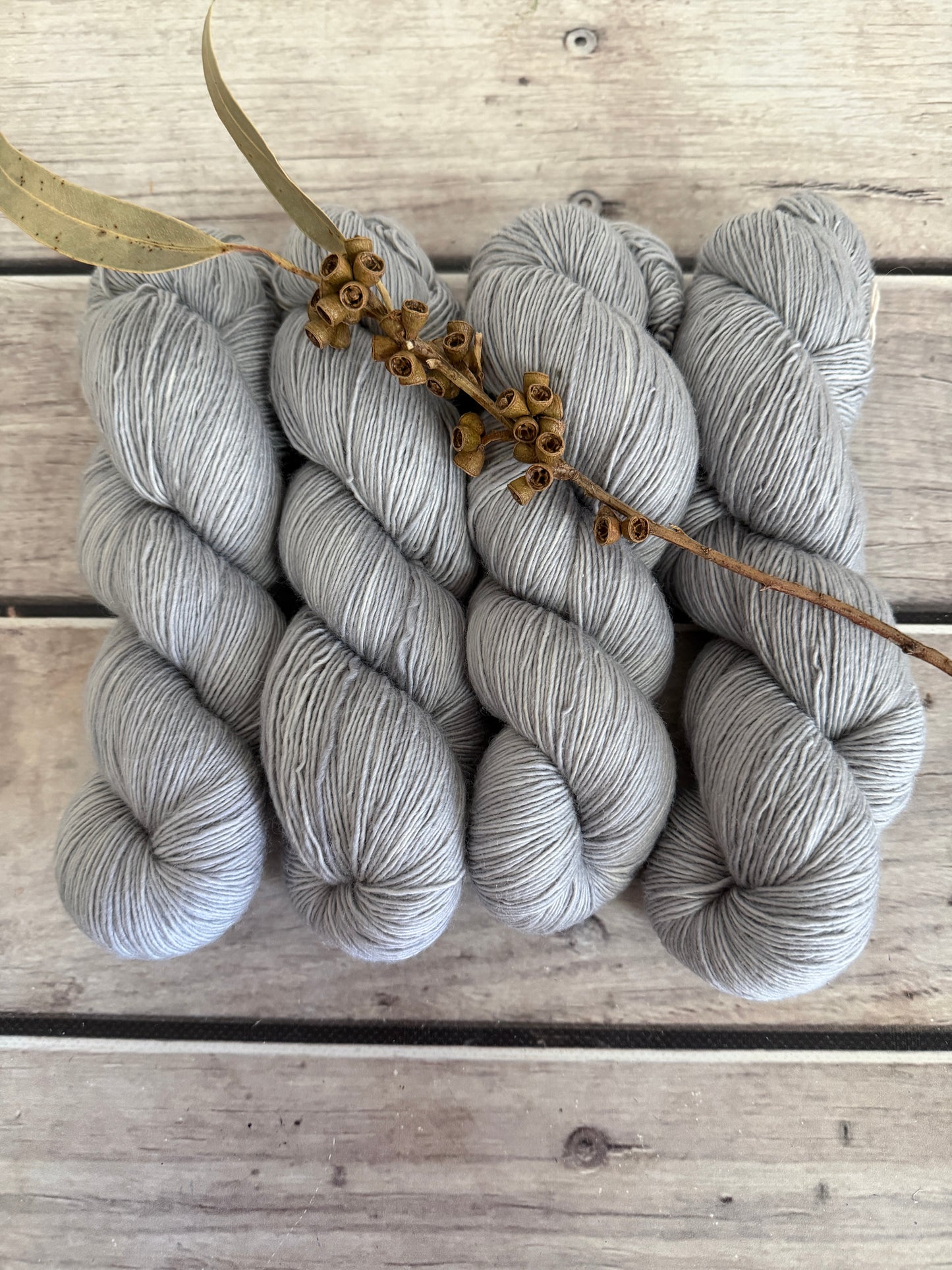 Silver Mist - sw 4 ply merino single _ Pine
