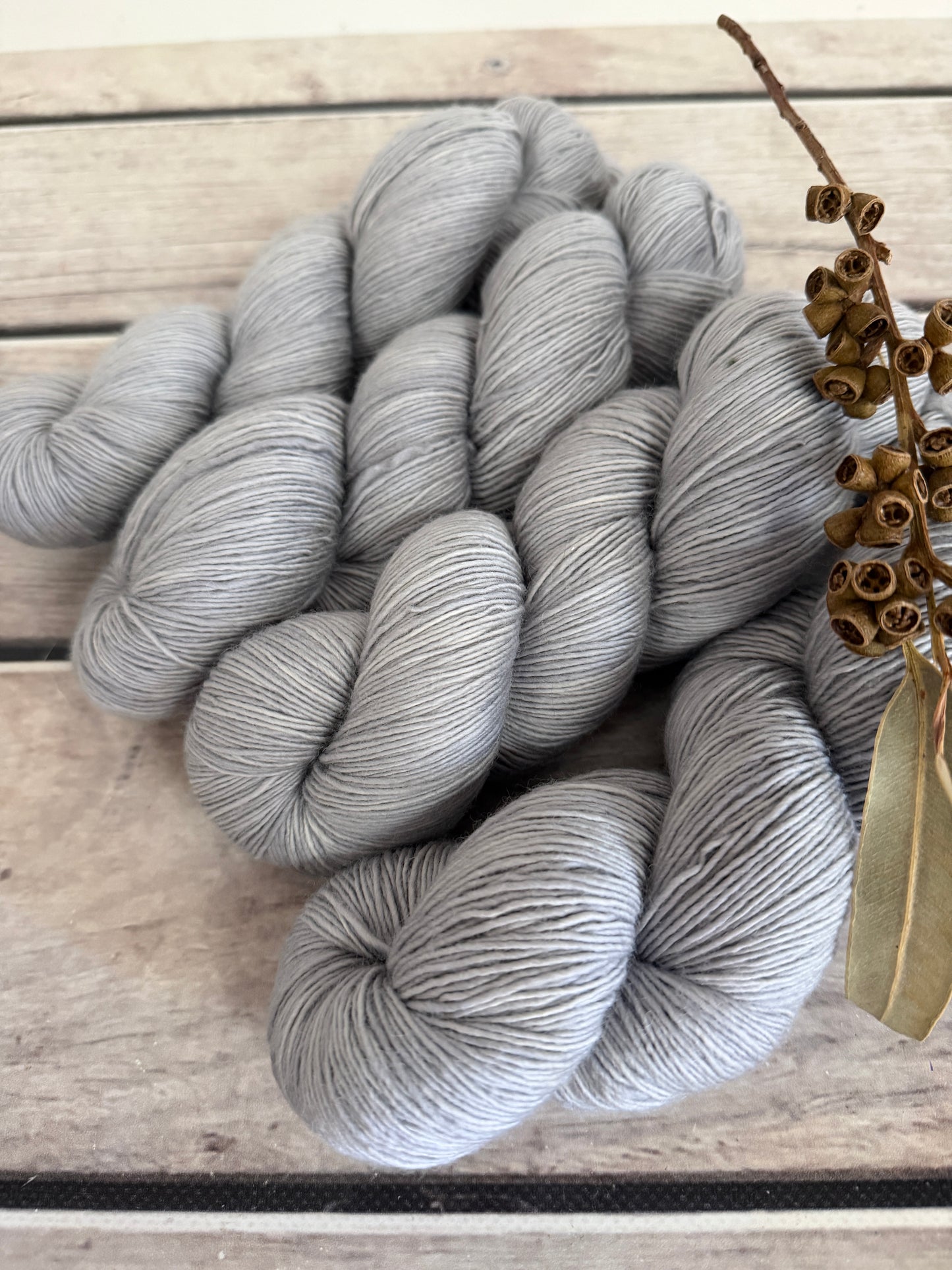 Silver Mist - sw 4 ply merino single _ Pine