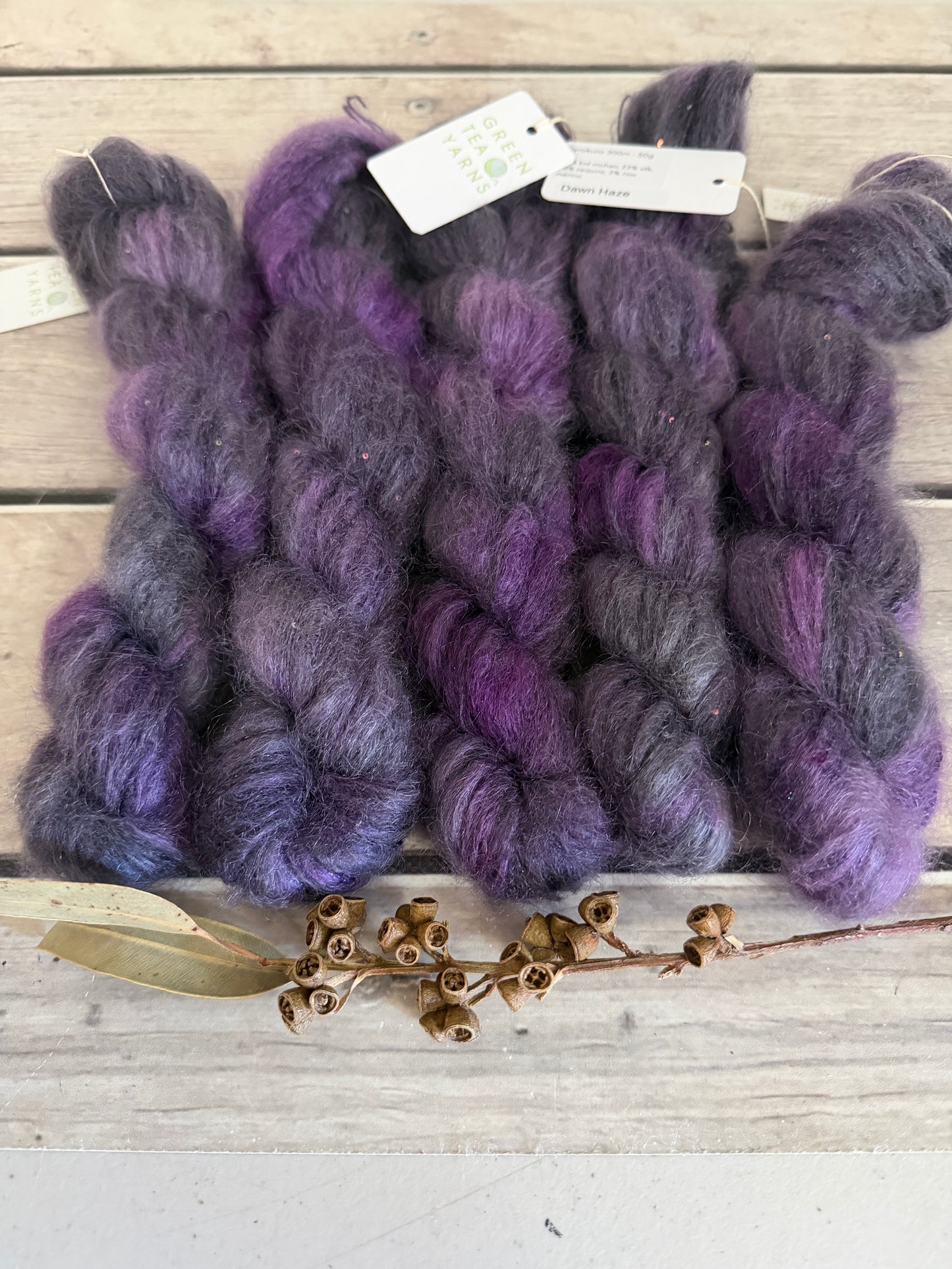 Dawn Haze - mohair/silk/sequins - Gyrokuro 3ply