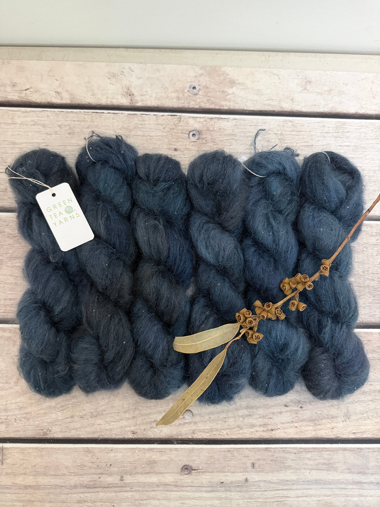 Winter's Petrol on Gyrokuro - mohair/silk/sequins - 3 ply
