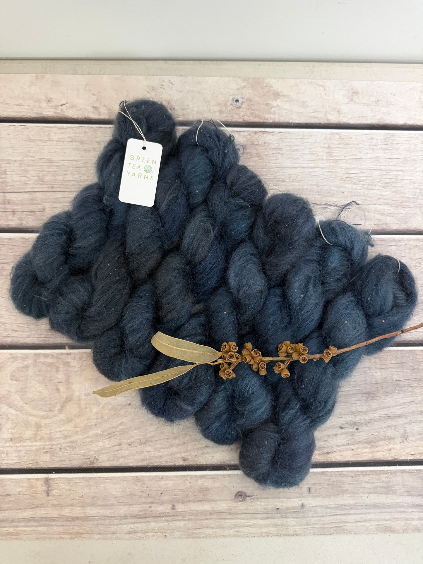 Winter's Petrol on Gyrokuro - mohair/silk/sequins - 3 ply