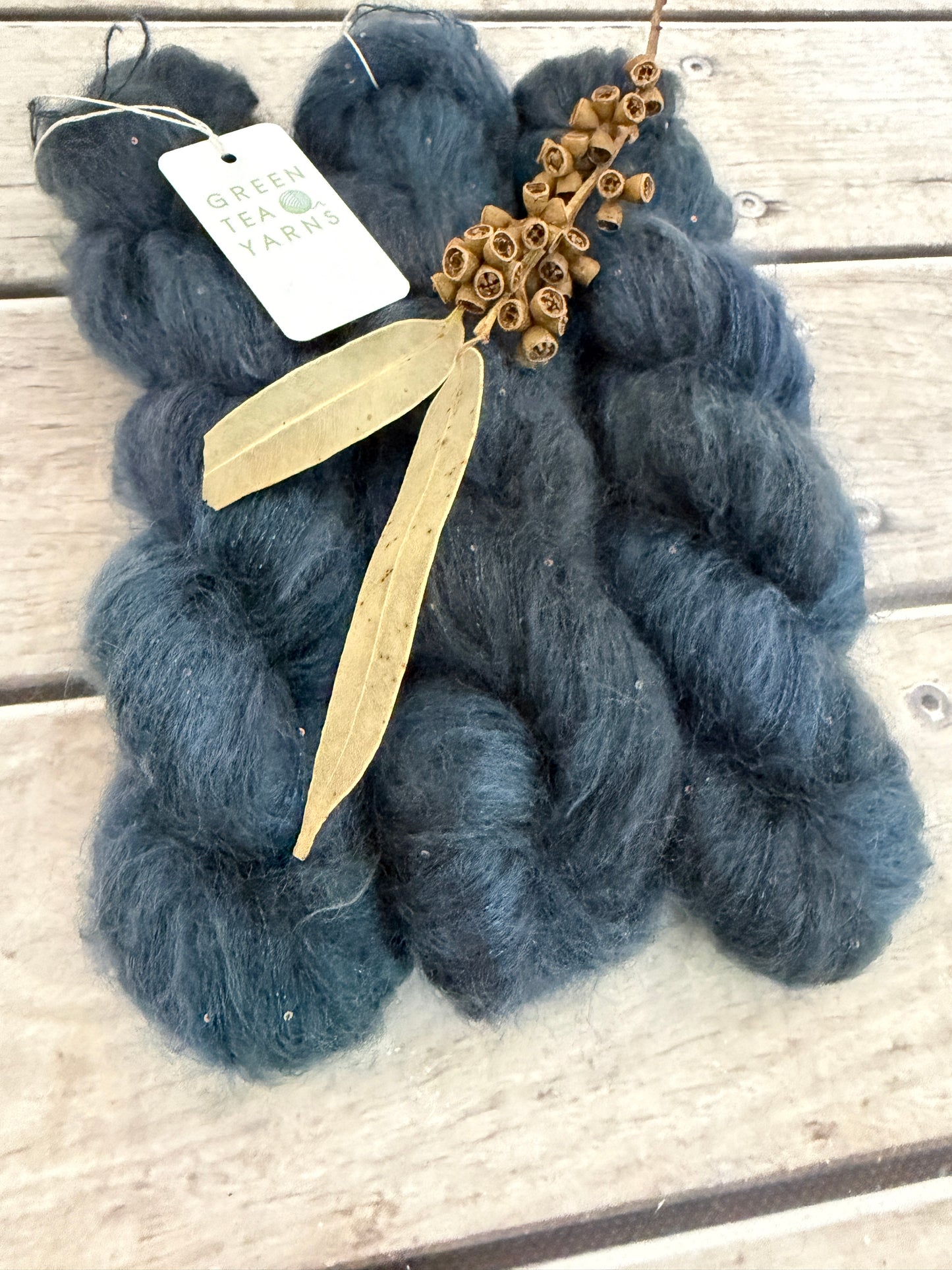 Winter's Petrol on Gyrokuro - mohair/silk/sequins - 3 ply
