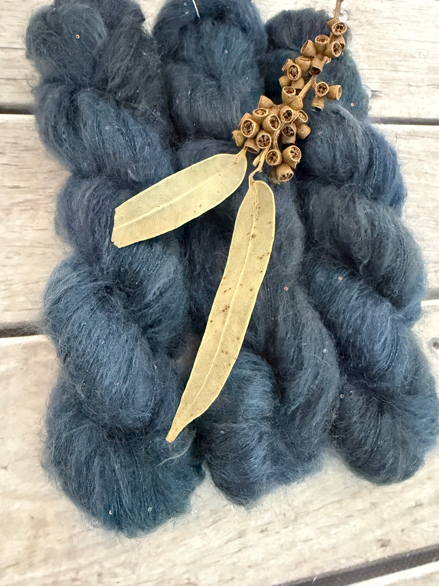 Winter's Petrol on Gyrokuro - mohair/silk/sequins - 3 ply