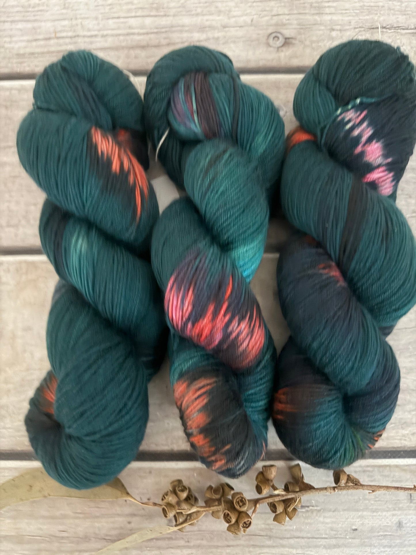 Pink Winged Phasma #3 - 4 ply sock yarn in merino and nylon - Darjeeling 4