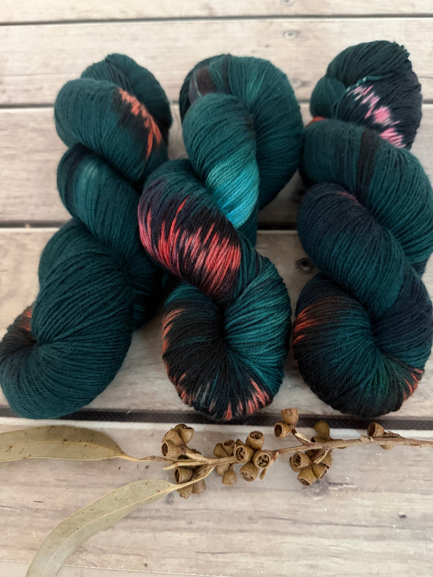 Pink Winged Phasma #3 - 4 ply sock yarn in merino and nylon - Darjeeling 4
