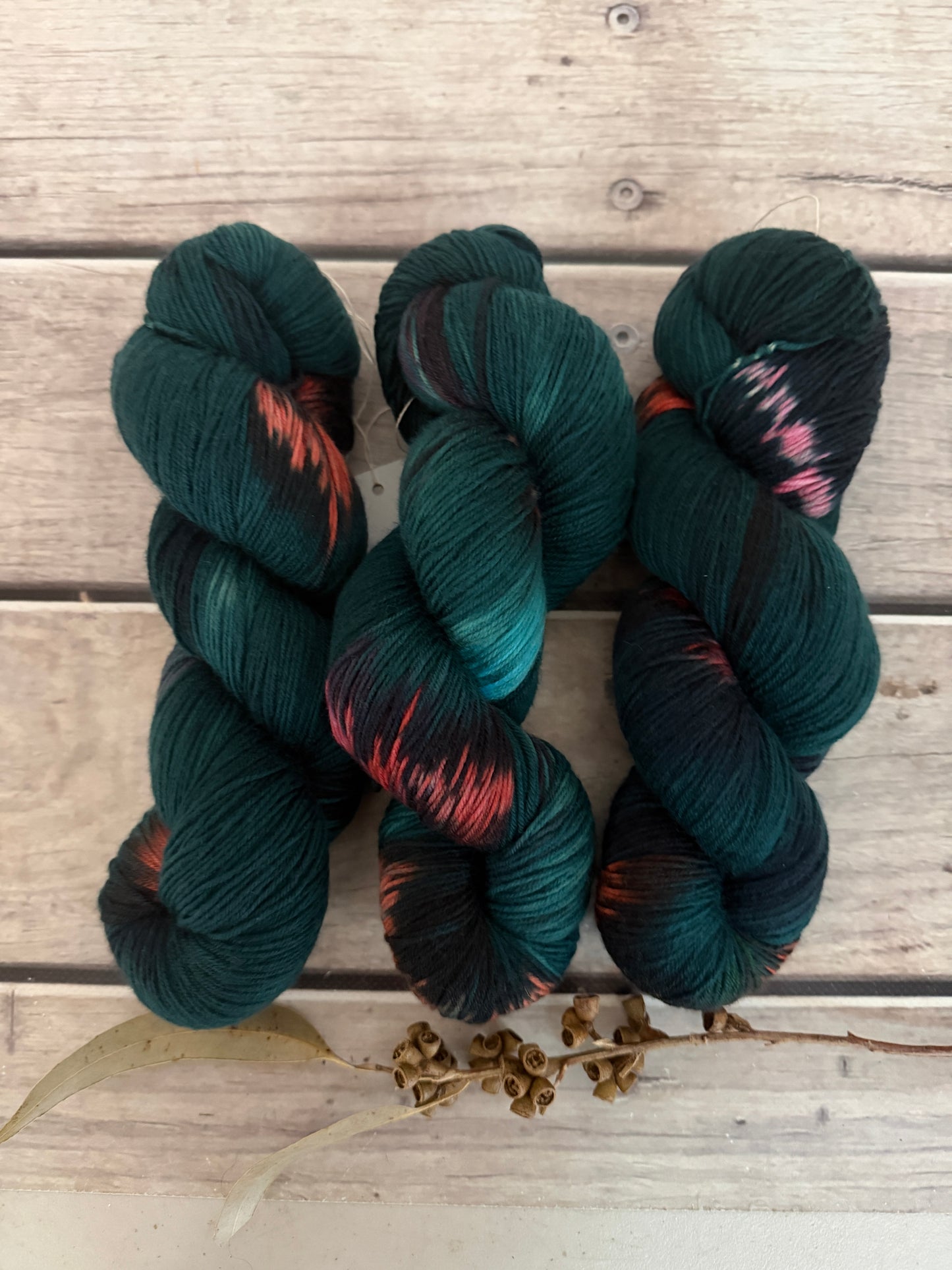 Pink Winged Phasma #3 - 4 ply sock yarn in merino and nylon - Darjeeling 4