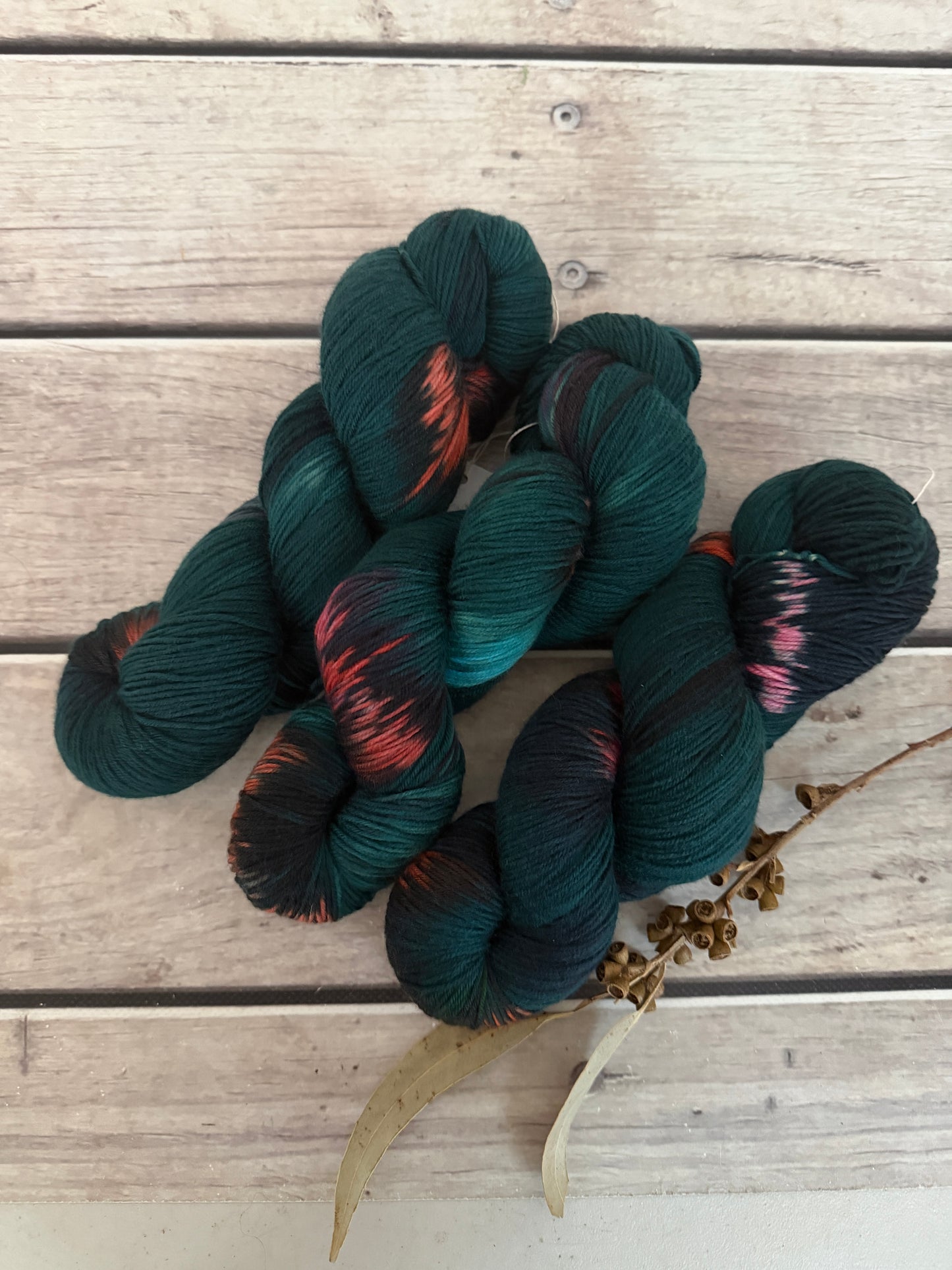 Pink Winged Phasma #3 - 4 ply sock yarn in merino and nylon - Darjeeling 4