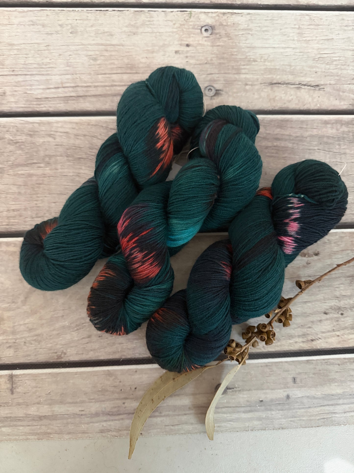 Pink Winged Phasma #3 - 4 ply sock yarn in merino and nylon - Darjeeling 4