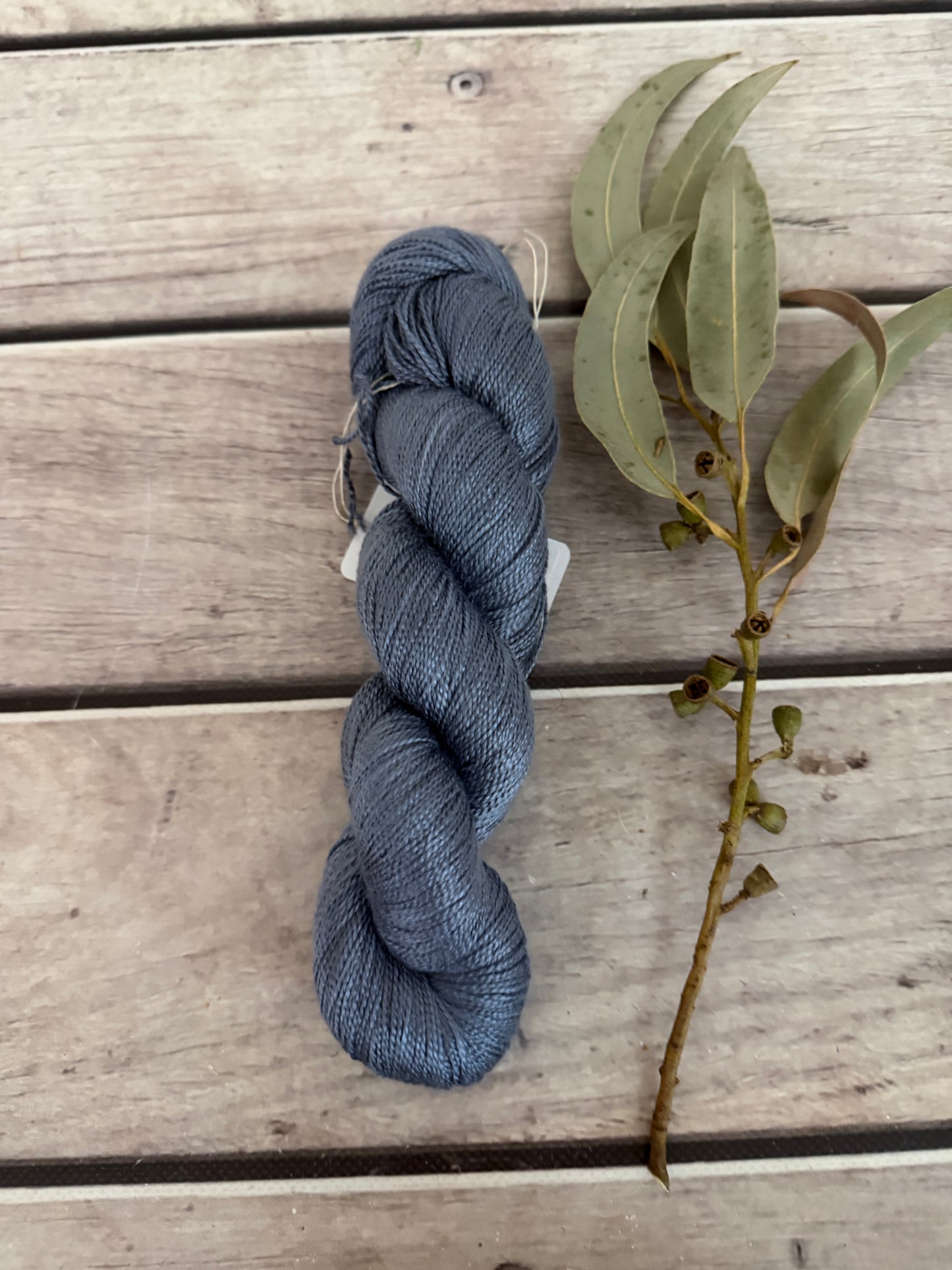 Slate Grey ooak - 4 ply in Mulberry silk - Ginseng f