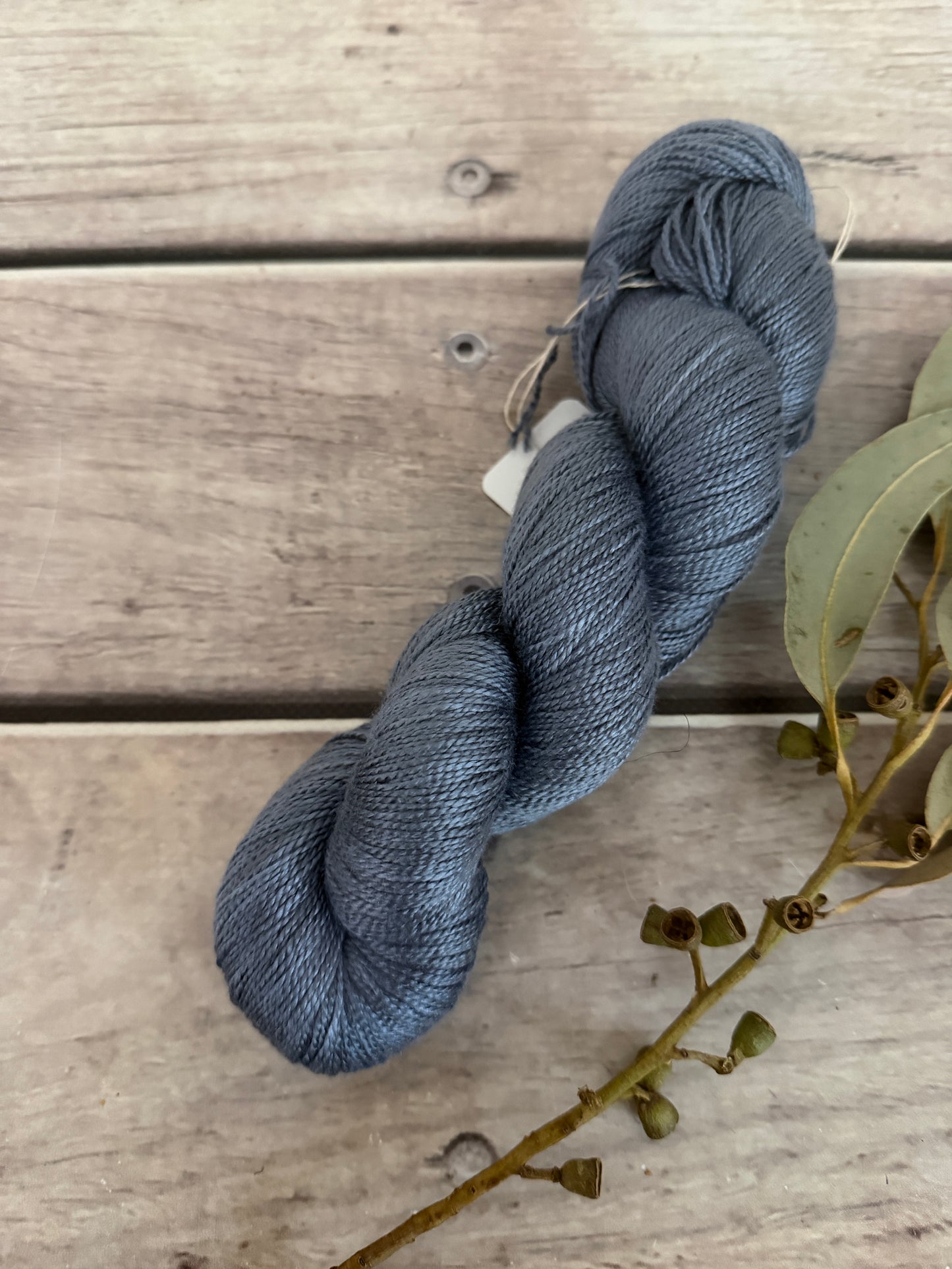 Slate Grey ooak - 4 ply in Mulberry silk - Ginseng f