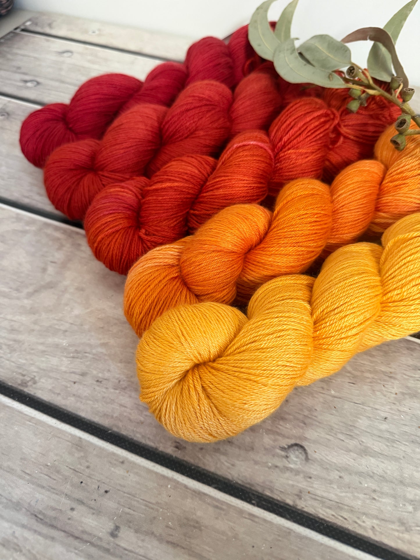 The Nepal Sunrise Fade - Jasmine merino/silk yarn - 4 ply