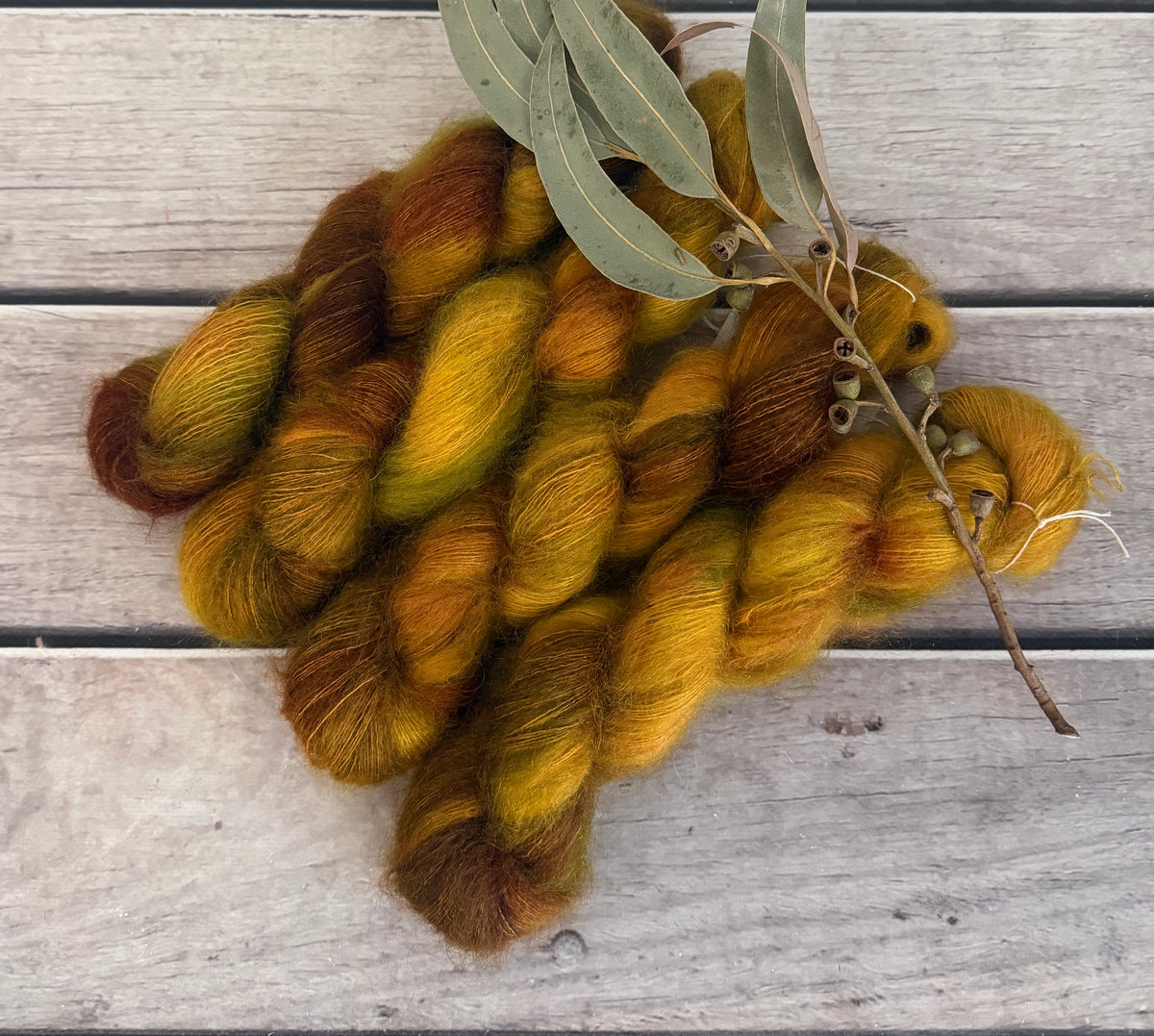 Dijon odd - on Silk and Mohair - Shui Yun, 2 ply/laceweight