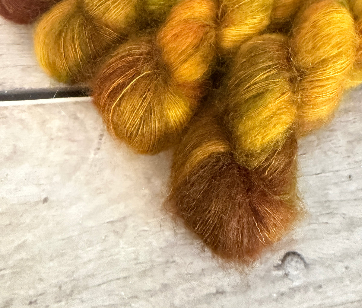 Dijon odd - on Silk and Mohair - Shui Yun, 2 ply/laceweight