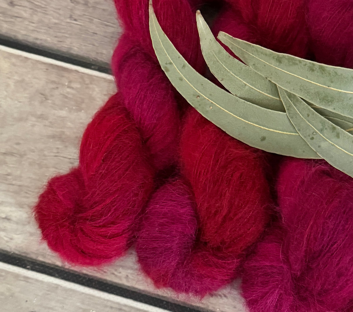Bush Berries - 2 ply Suri/merino fluff - Rosemary