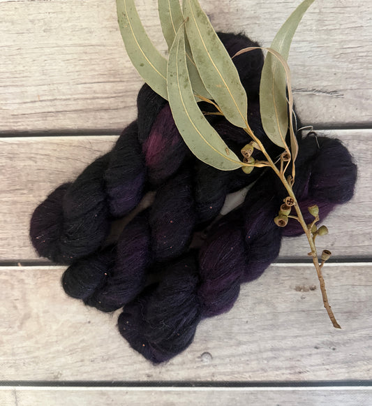 Percy's Purple - 3 ply baby alpaca/silk/sequins - Nilgiri