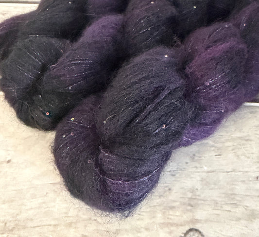 Percy's Purple - 3 ply baby alpaca/silk/sequins - Nilgiri