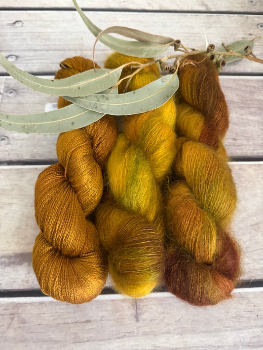 Silk and Sparkle Mohair kit  - 3 plysilk +mohair/silk- Ginseng hl
