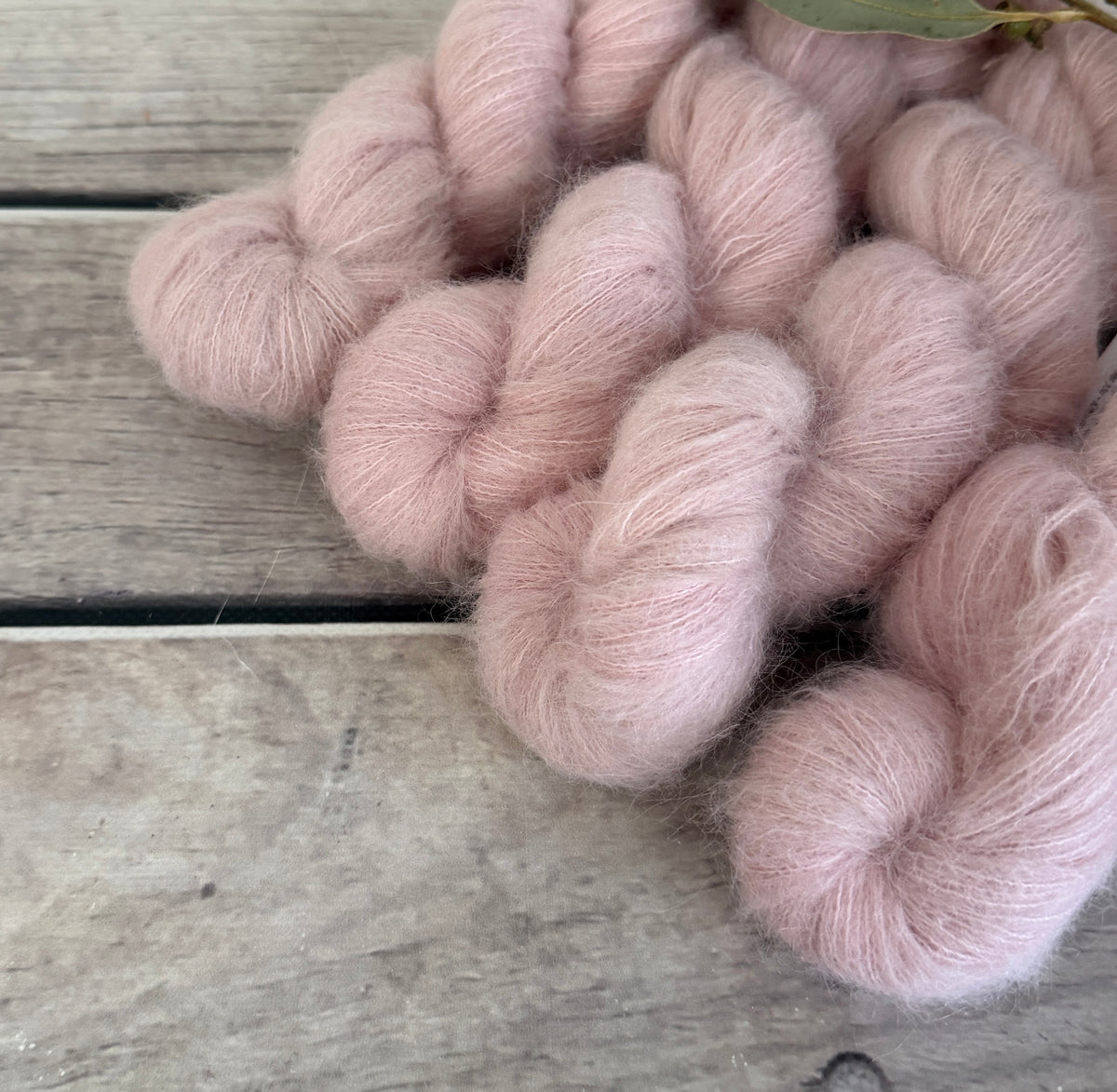 Rose Gold - 2 ply Suri/merino fluff - Rosemary