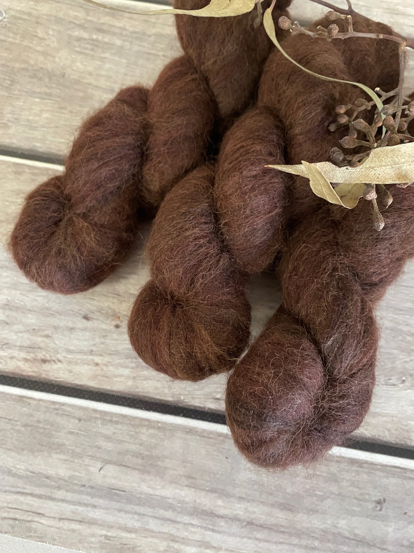 Chocolate - 2 ply Suri/merino fluff - Rosemary