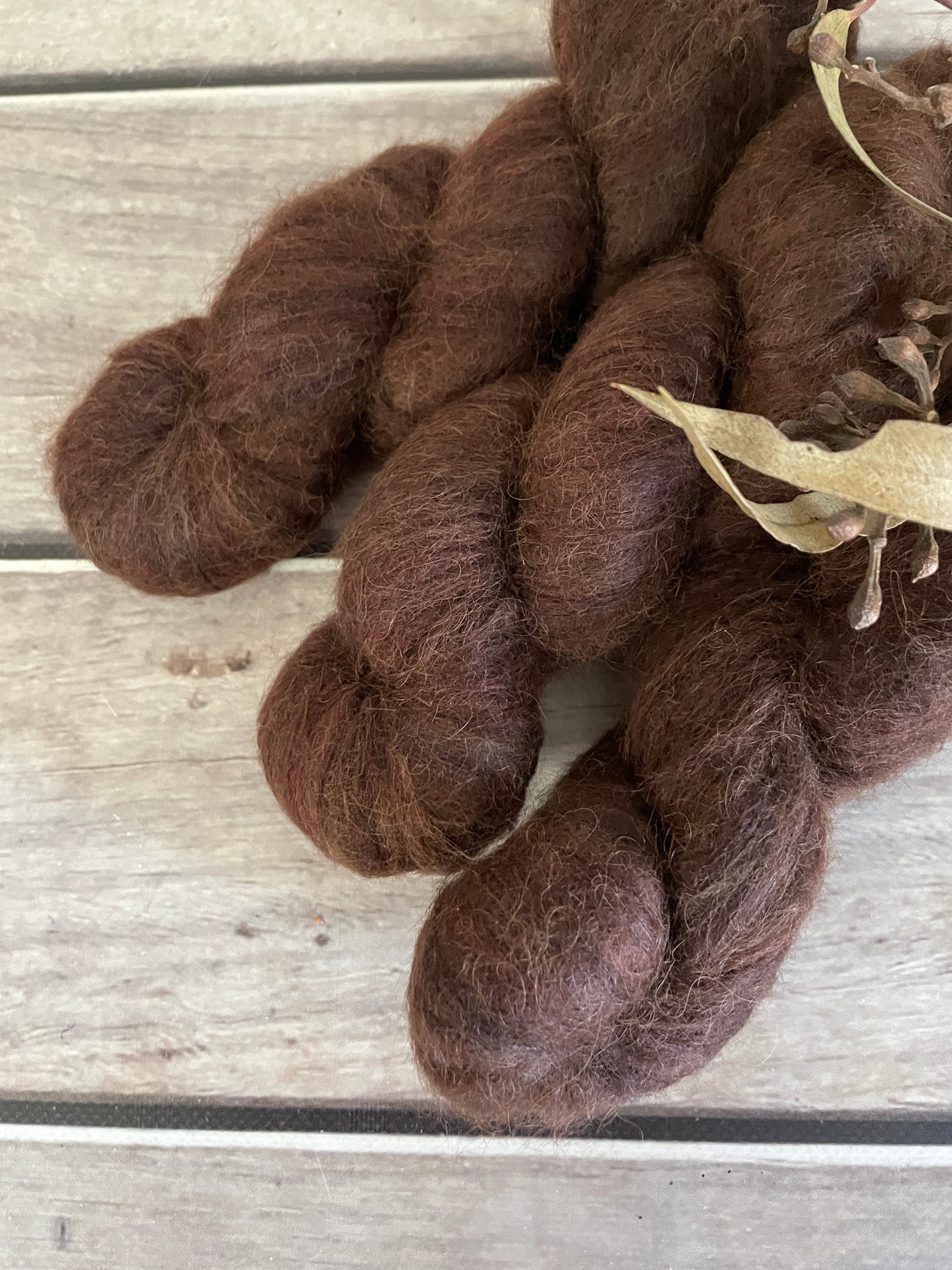 Chocolate - 2 ply Suri/merino fluff - Rosemary