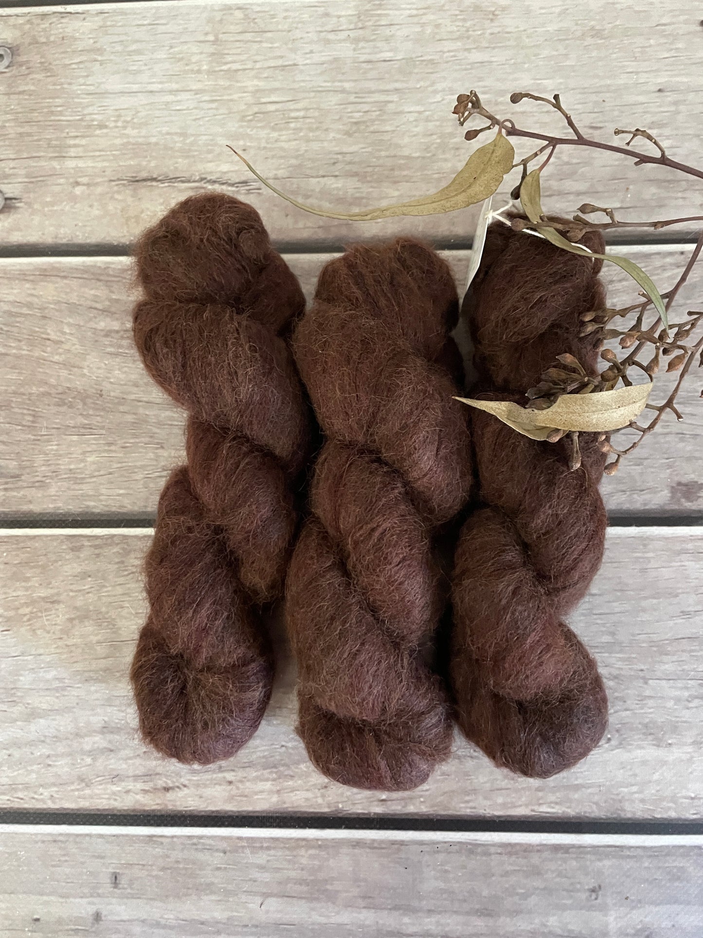 Chocolate - 2 ply Suri/merino fluff - Rosemary