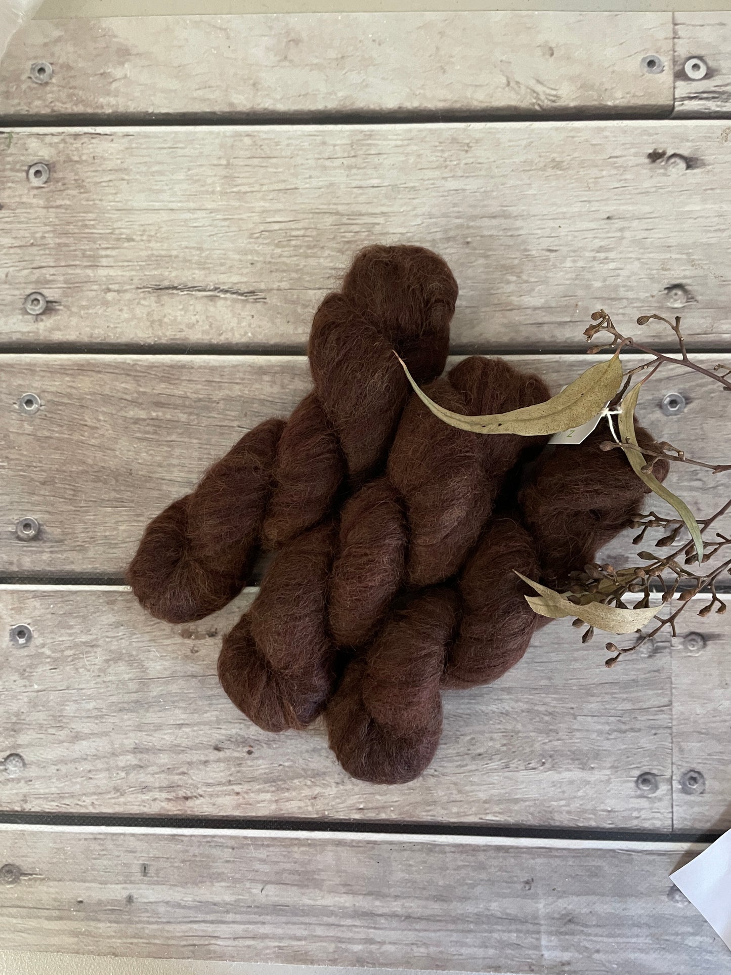 Chocolate - 2 ply Suri/merino fluff - Rosemary