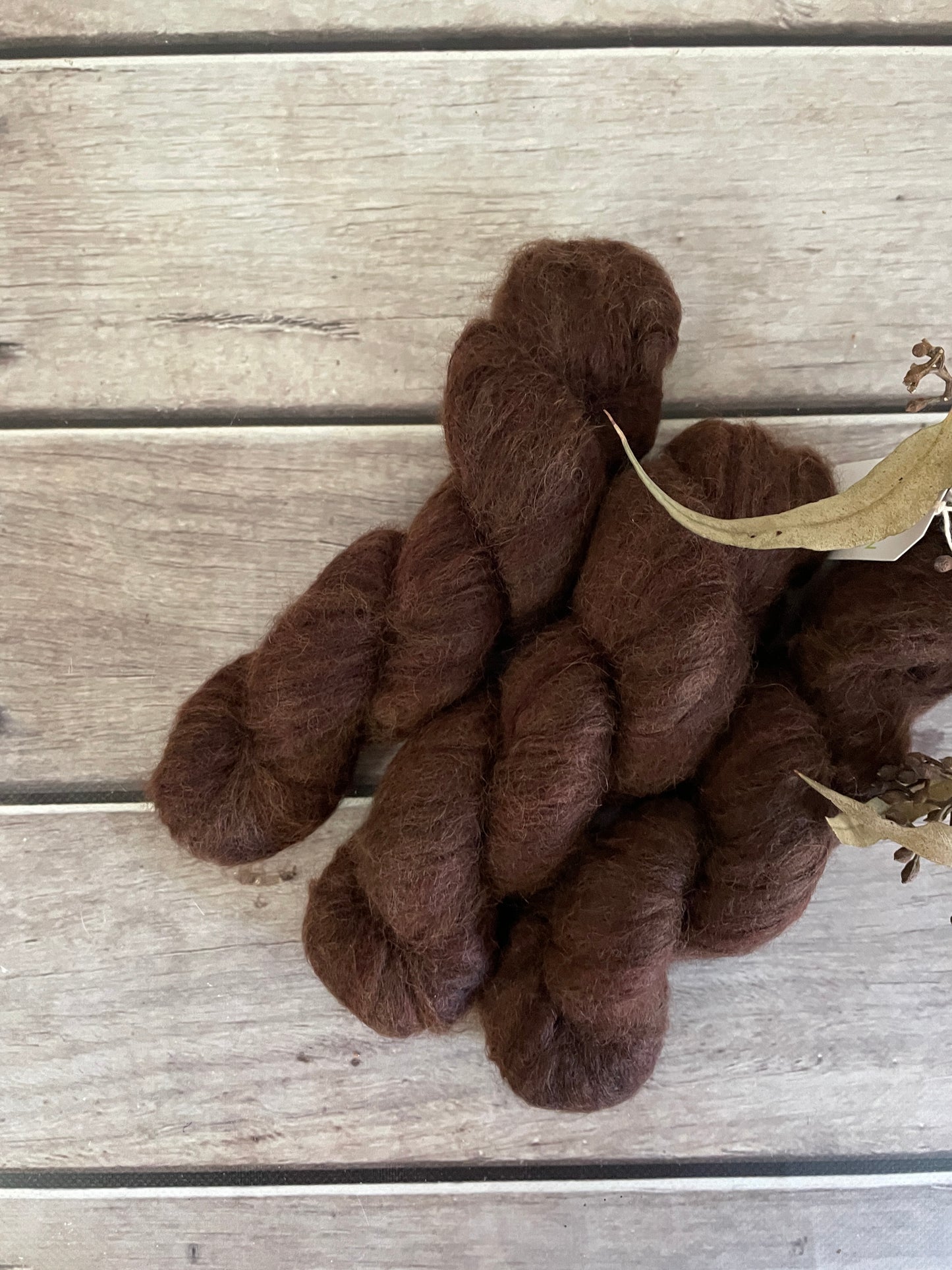 Chocolate - 2 ply Suri/merino fluff - Rosemary