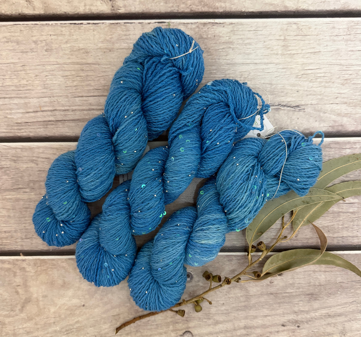 Calm Seas on merino bead and sequins - Yuja 8ply