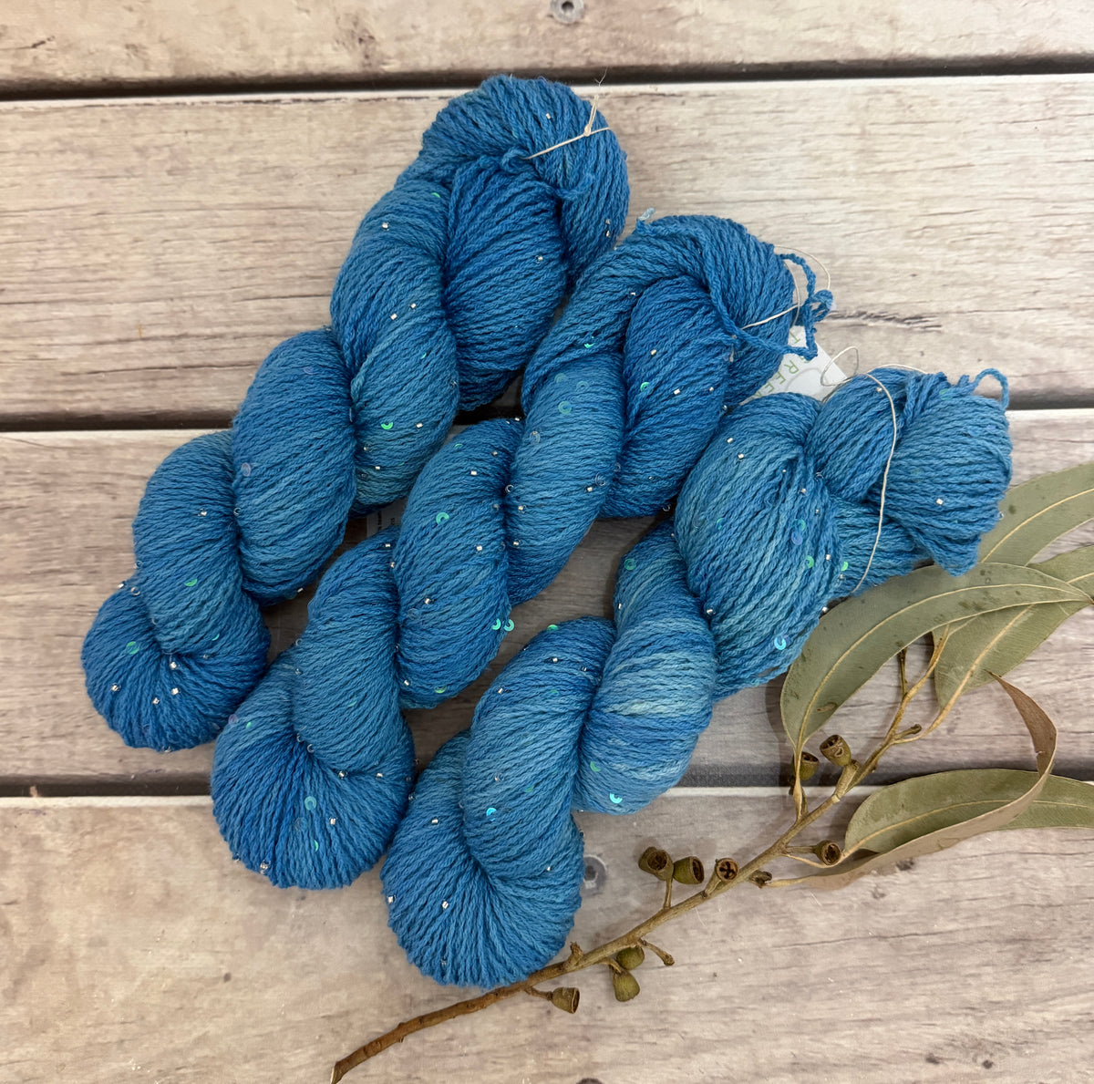 Calm Seas on merino bead and sequins - Yuja 8ply