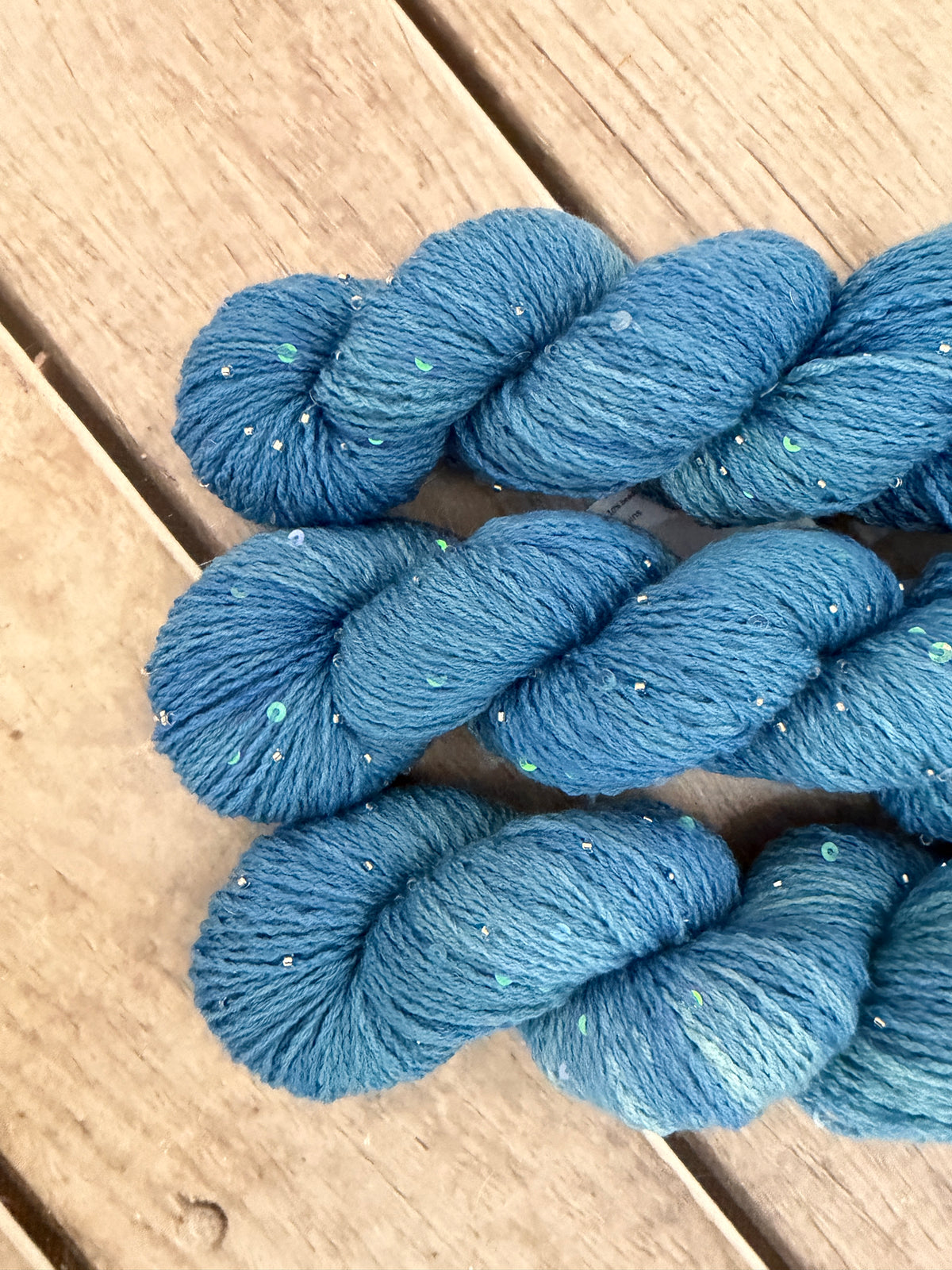Calm Seas on merino bead and sequins - Yuja 8ply