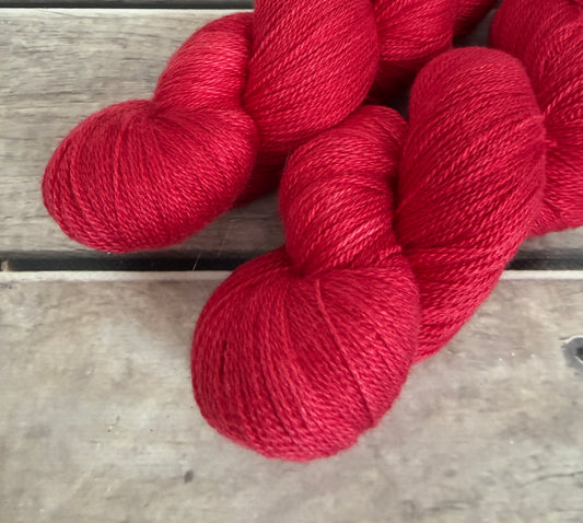Red Coral ooak - 2 ply/lace - silk/merino - Jasmine 2