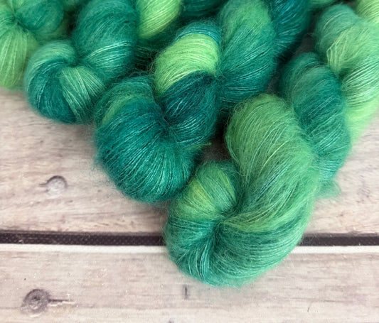 Tread Softly ooak - on Silk and Mohair - Shui Yun, 2 ply/laceweight