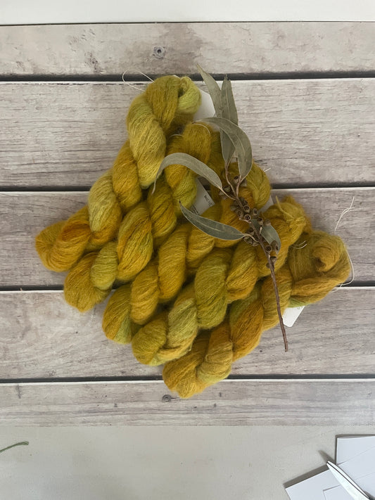 Dijon - 2 ply Suri/merino fluff - Rosemary