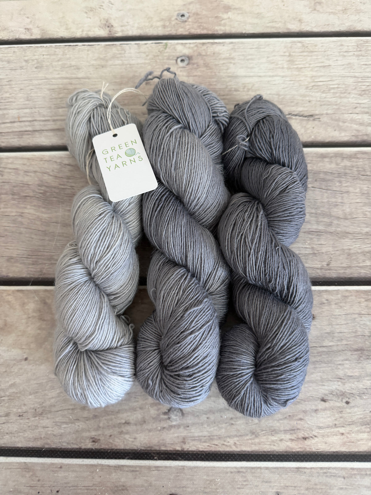 Ash and Pearl - 3 skein fade_ sw merino single _ Pine
