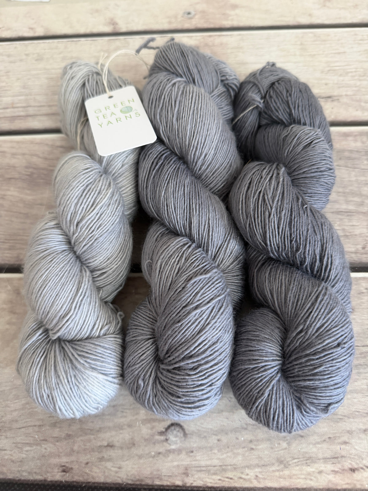 Ash and Pearl - 3 skein fade_ sw merino single _ Pine