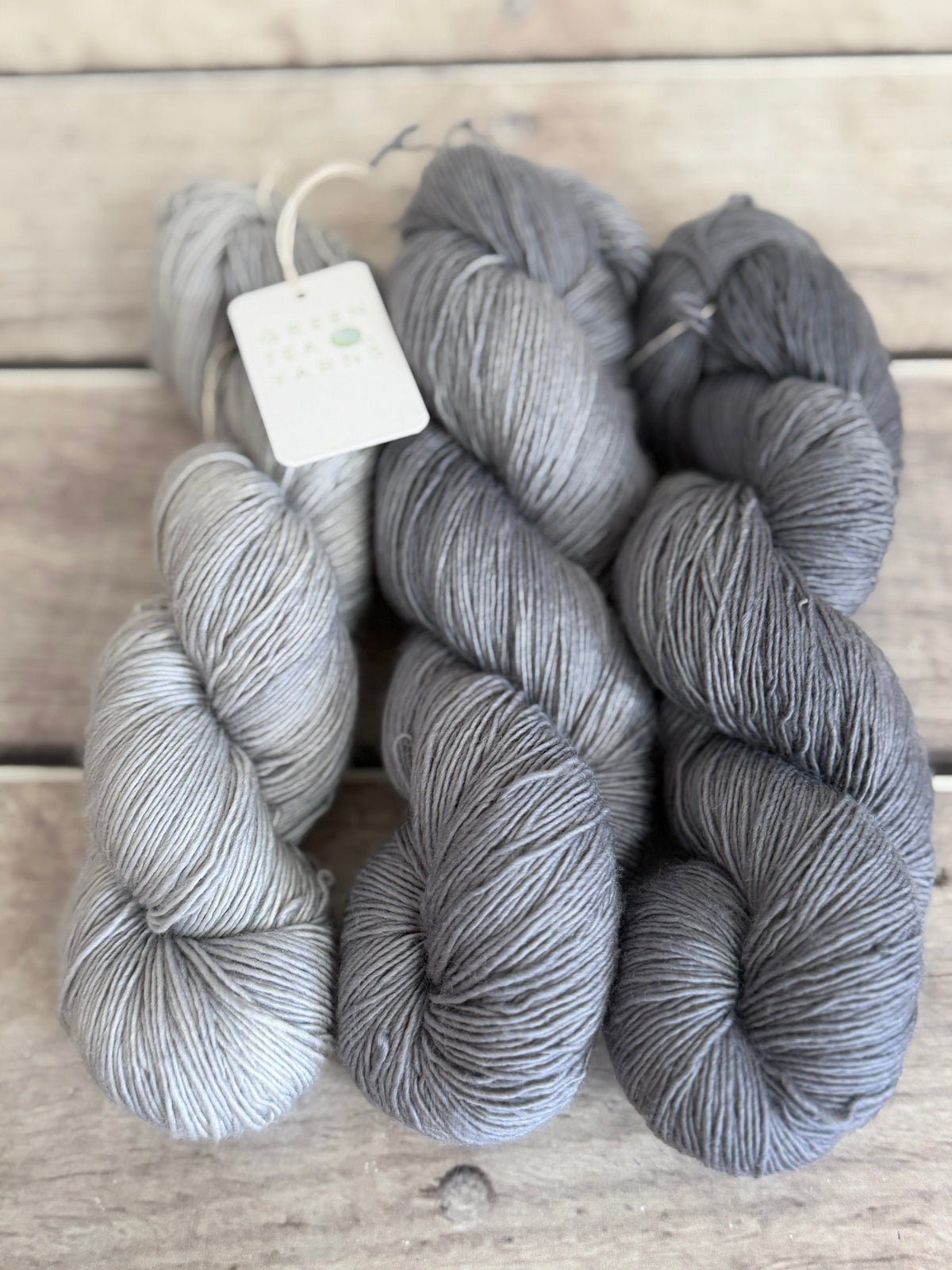 Ash and Pearl - 3 skein fade_ sw merino single _ Pine