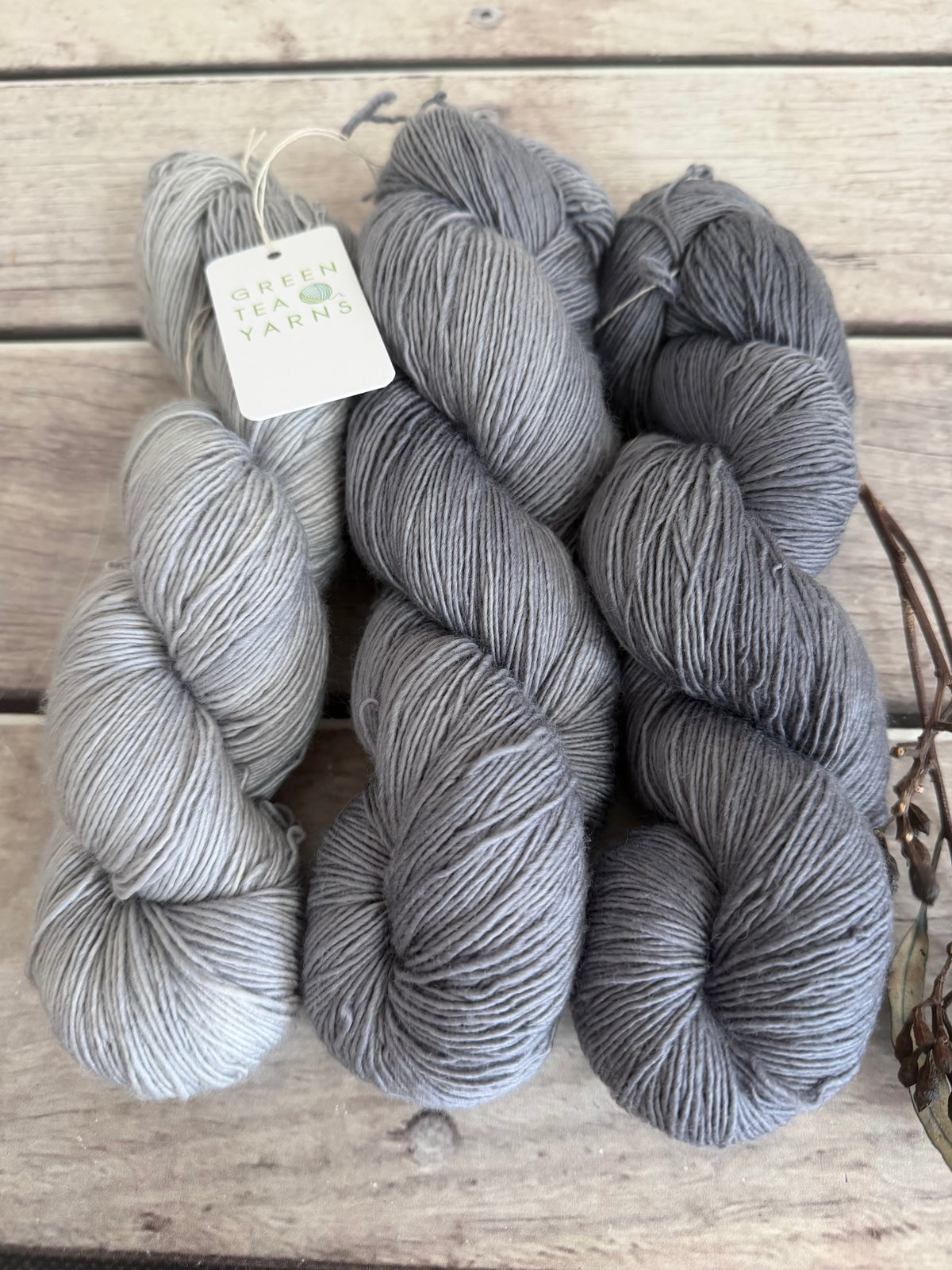 Ash and Pearl - 3 skein fade_ sw merino single _ Pine