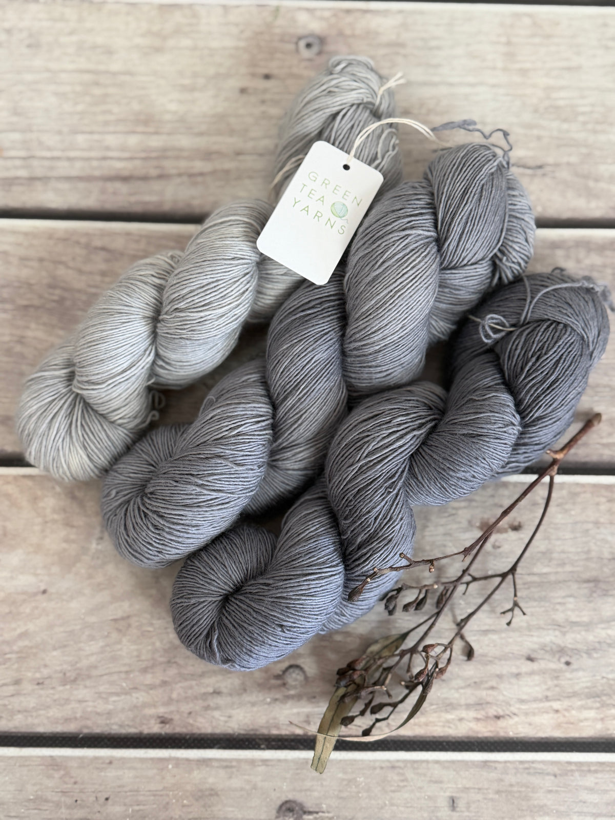 Ash and Pearl - 3 skein fade_ sw merino single _ Pine