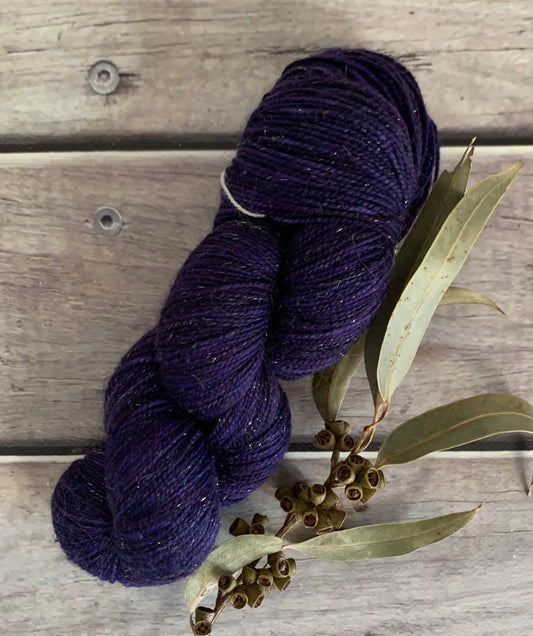 Royal Purple - sparkle sock yarn in merino and nylon Yin Hou OB