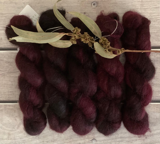 Black Cherry - on Shui Yun Silk and Mohair - lace weight, 2 ply
