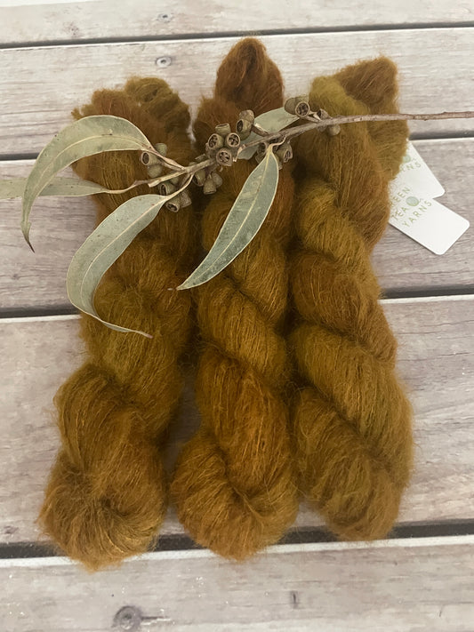 Ming Tile - 2 ply Suri/merino fluff - Rosemary
