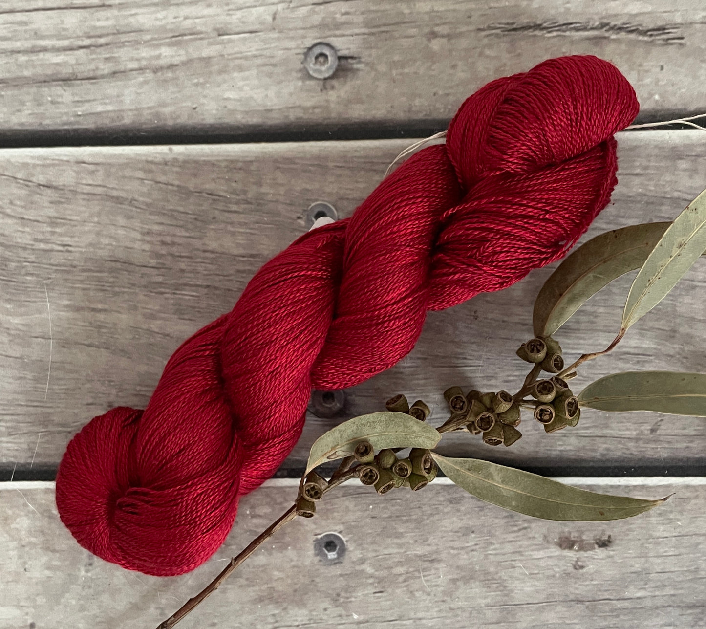 Red Lacquer on Ginseng - 3 ply pure silk yarn