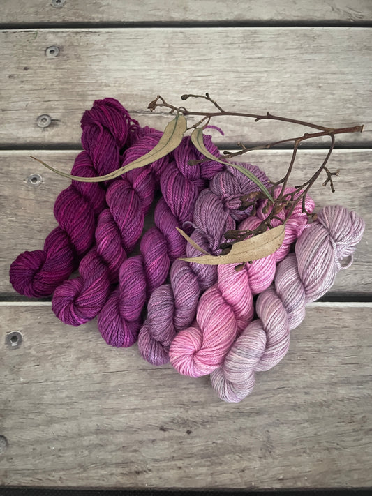 Knit for the Girls fade 6 x mini 20g skeins - Jasmine 4 ply
